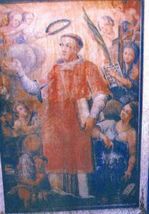 Święty Wawrzyniec diakon i męczennik. Obraz z 1 połowy XVIII wieku.Skan